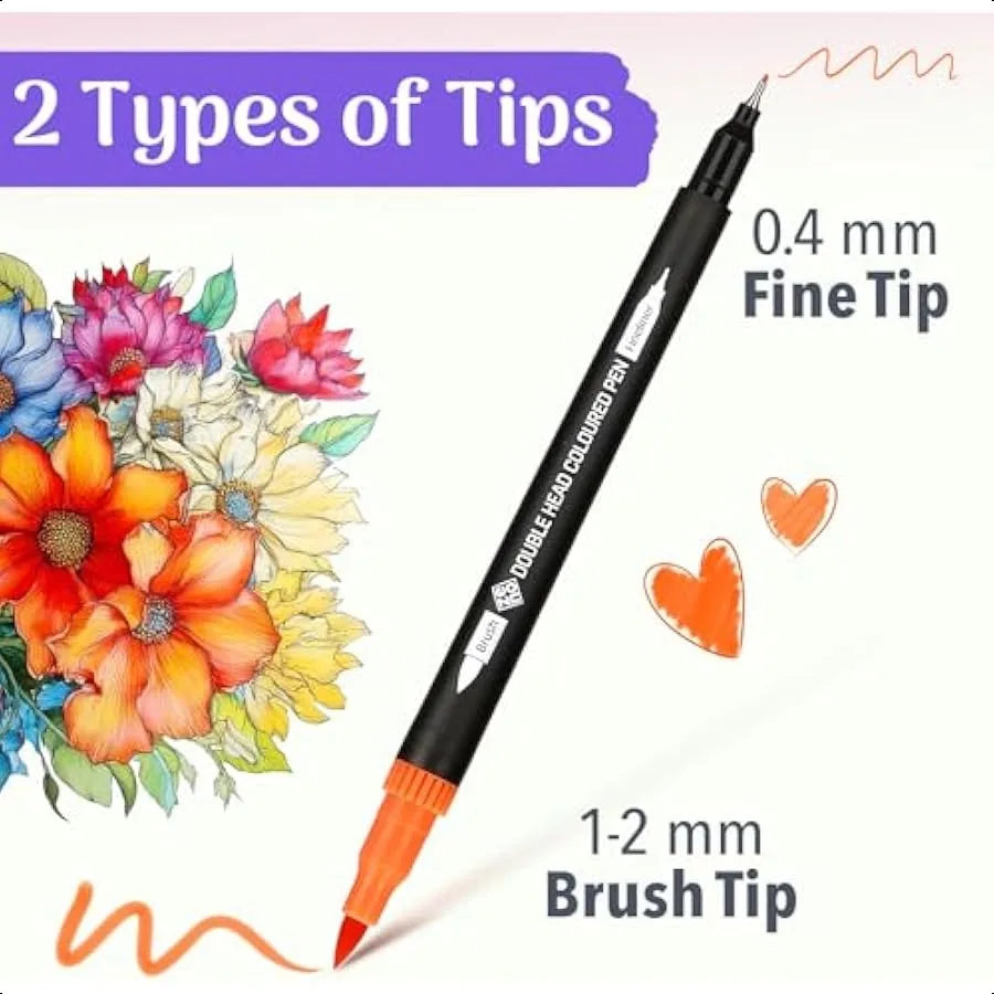 Dual Tip Markers Set Including Case