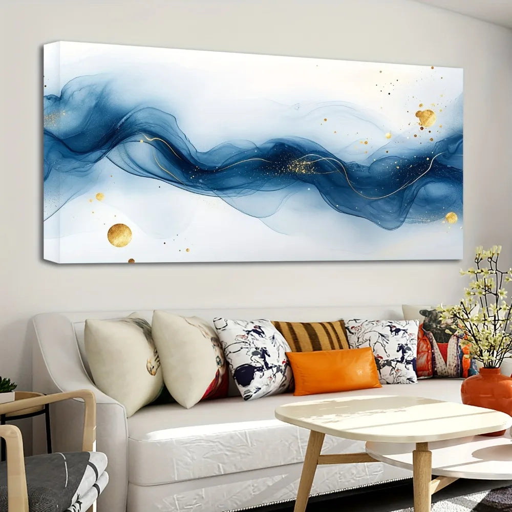 Wall Art Large Abstract Gold Blue