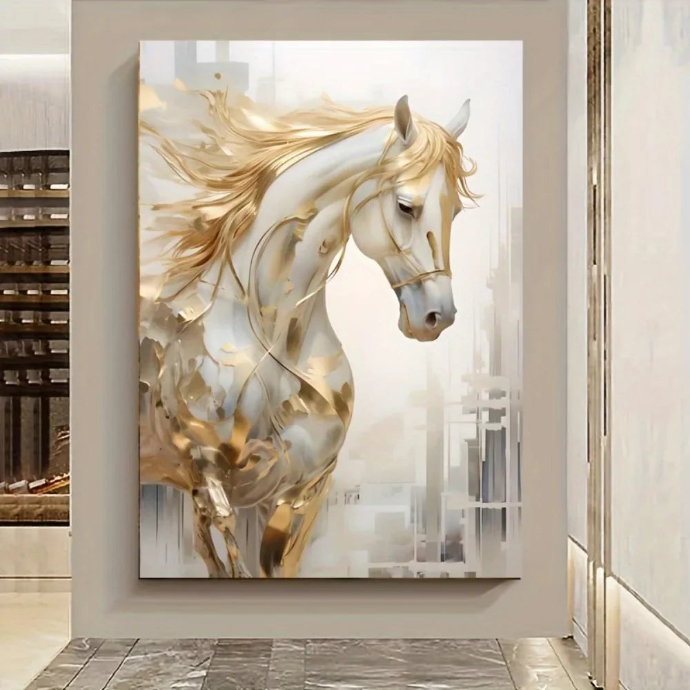 Golden Horse Wall Art Painting