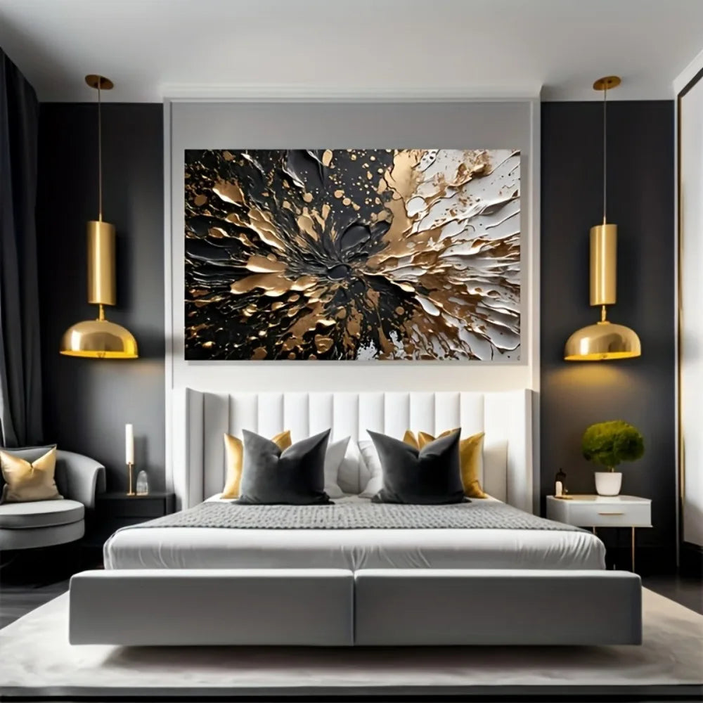 Modern Abstract Black Gold Canvas