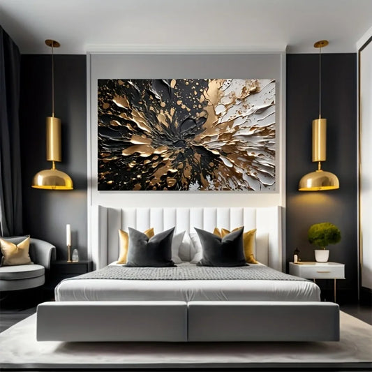 Modern Abstract Black Gold Canvas