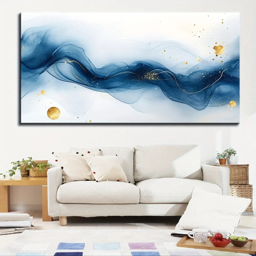 Wall Art Large Abstract Gold Blue