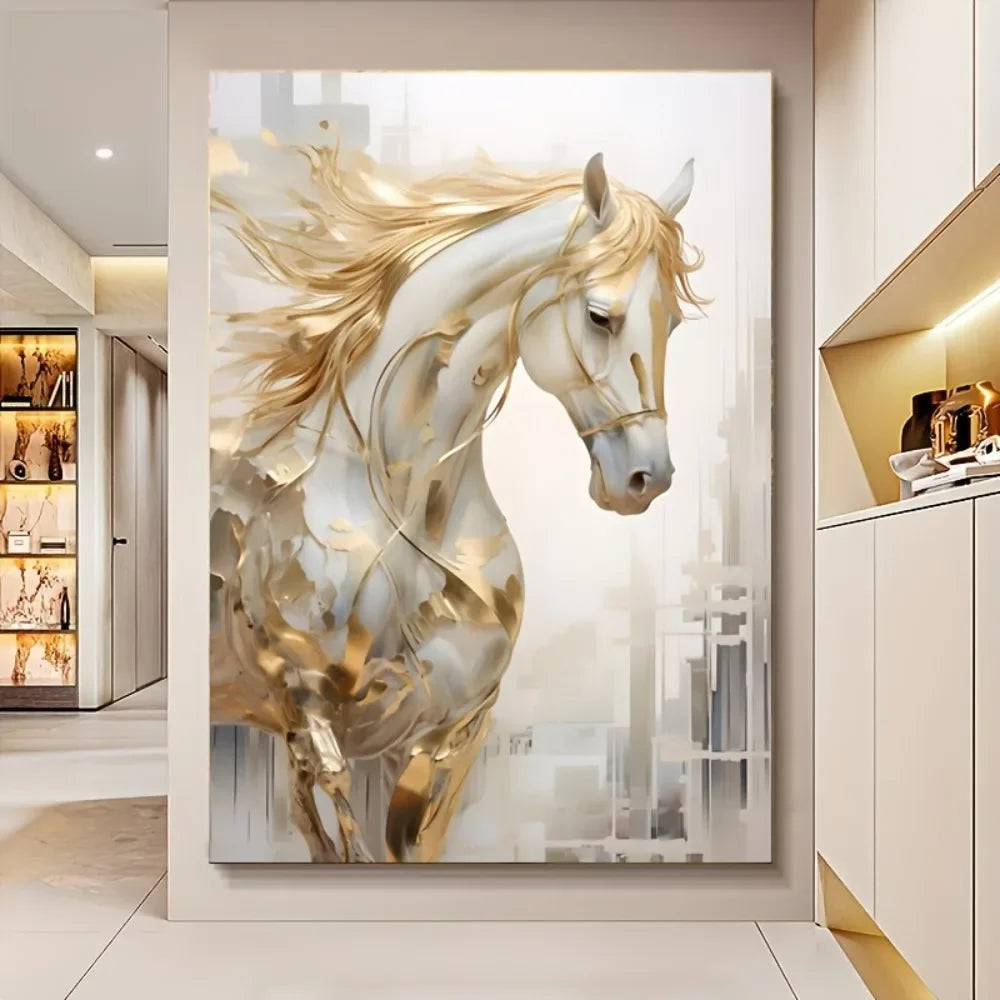 Golden Horse Wall Art Painting