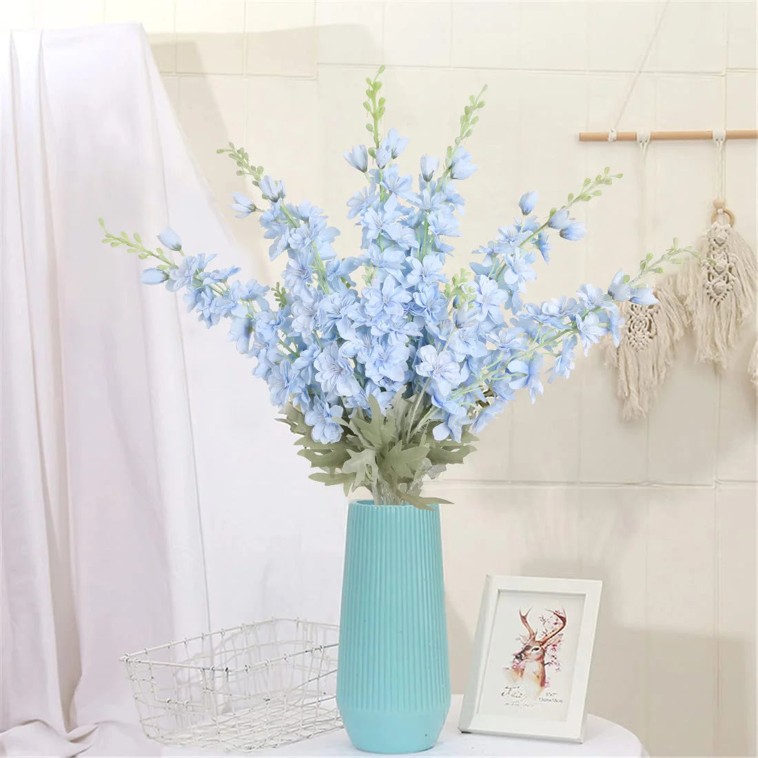 Larkspur Artificial Flowers Tall Vase