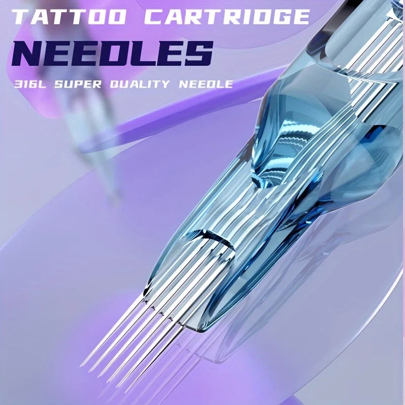 50 Pcs/Set Blue Whale Tattoo Cartridge Needle, 1203Rs/1205Rs/1207Rs/1209Rs/1211Rs, Disposable Mixed Size Tattoo Needle Standard Round Liner, Tattoo Supplies for Tattoo Artists and Beginners