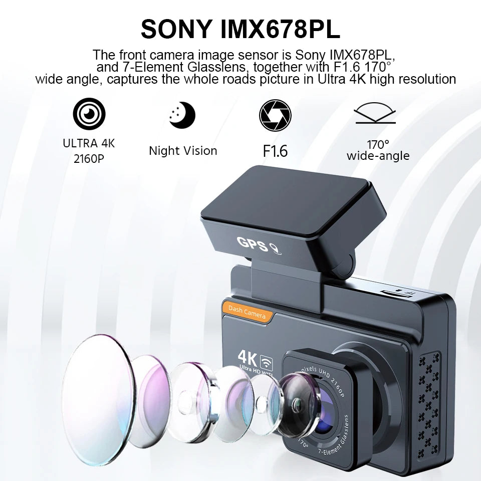 4K Dash Cam And 1080P Rear Camera