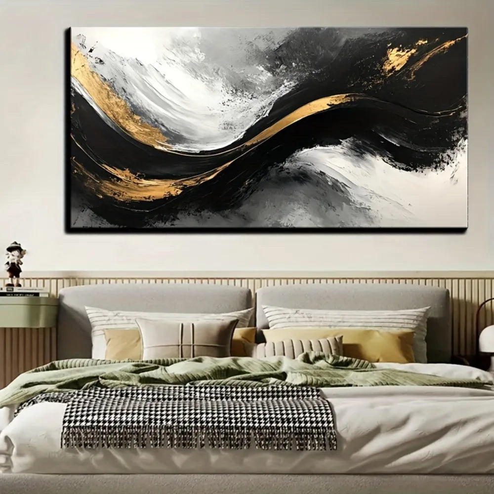 Modern Abstract Painting Black Gold