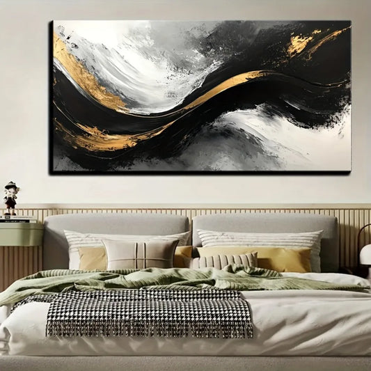 Modern Abstract Painting Black Gold