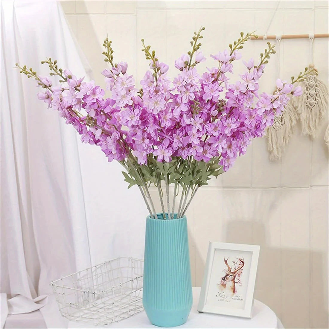 Larkspur Artificial Flowers Tall Vase