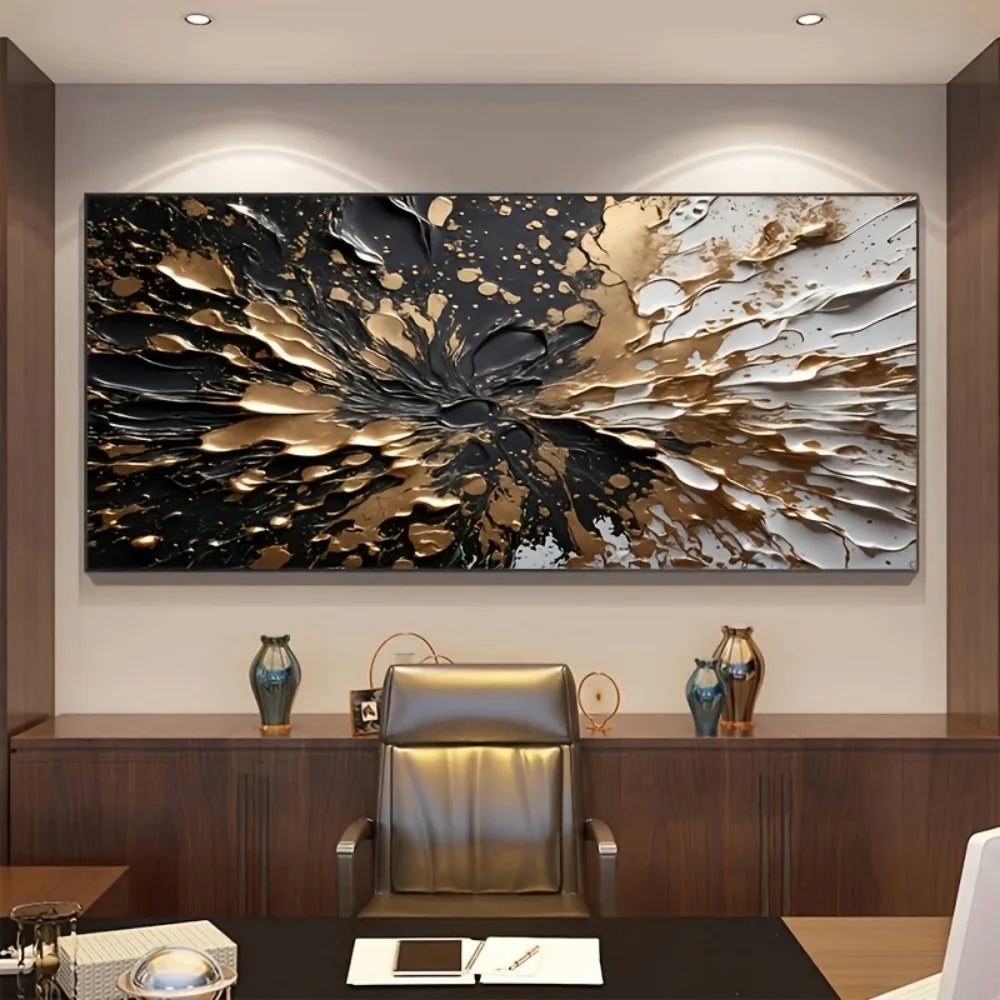 Modern Abstract Black Gold Canvas