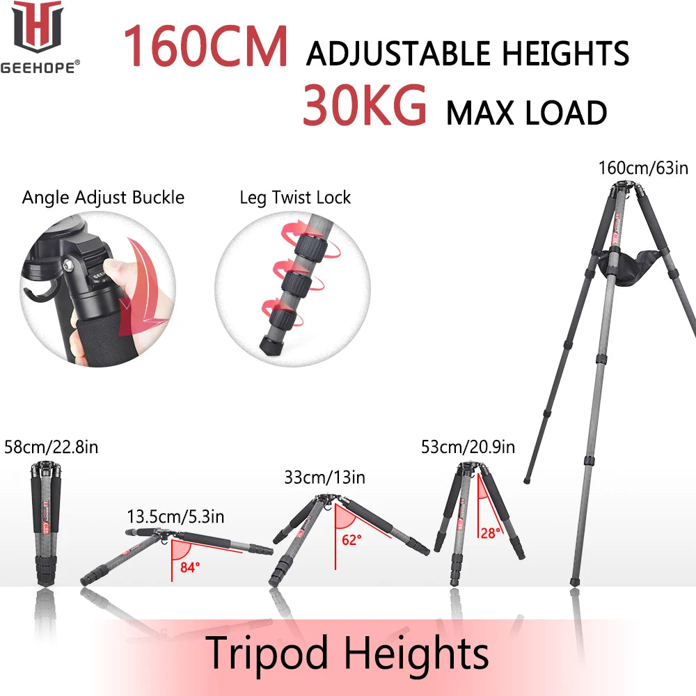 Professional Heavy Carbon Fiber Camera Tripod