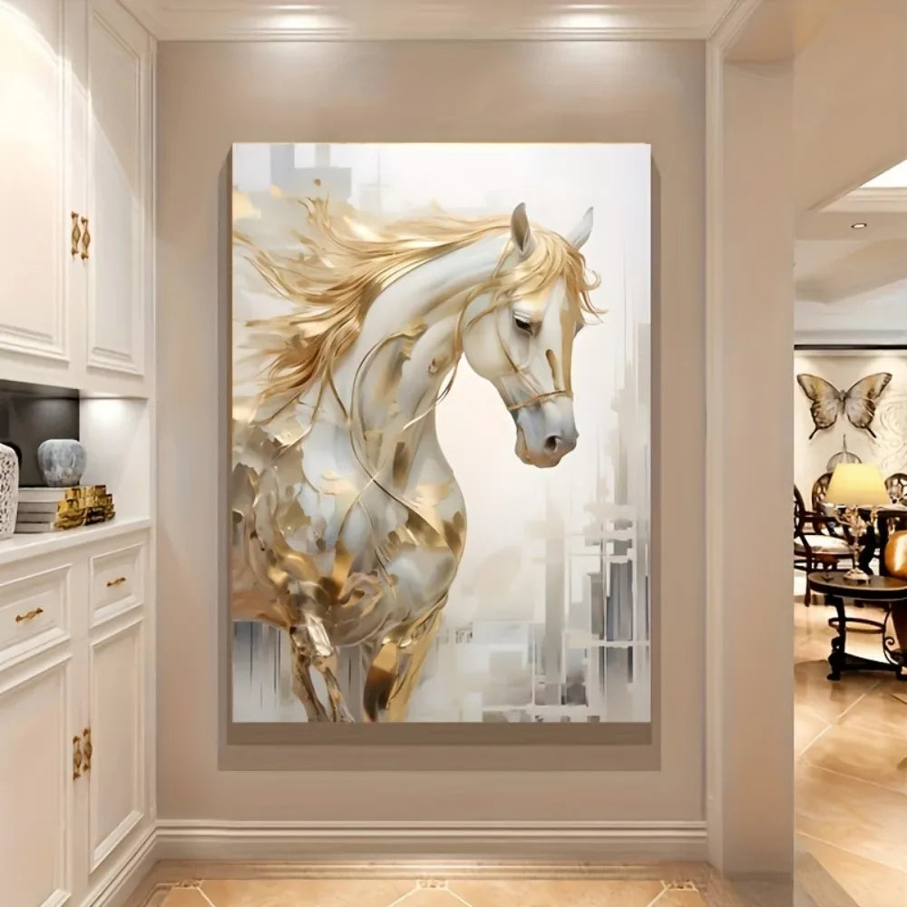 Golden Horse Wall Art Painting