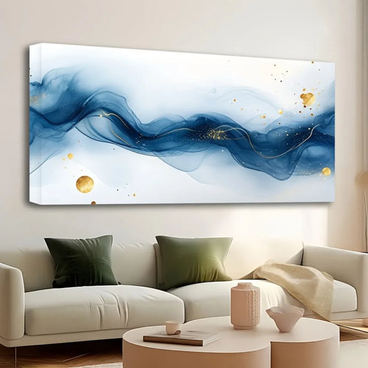 Wall Art Large Abstract Gold Blue
