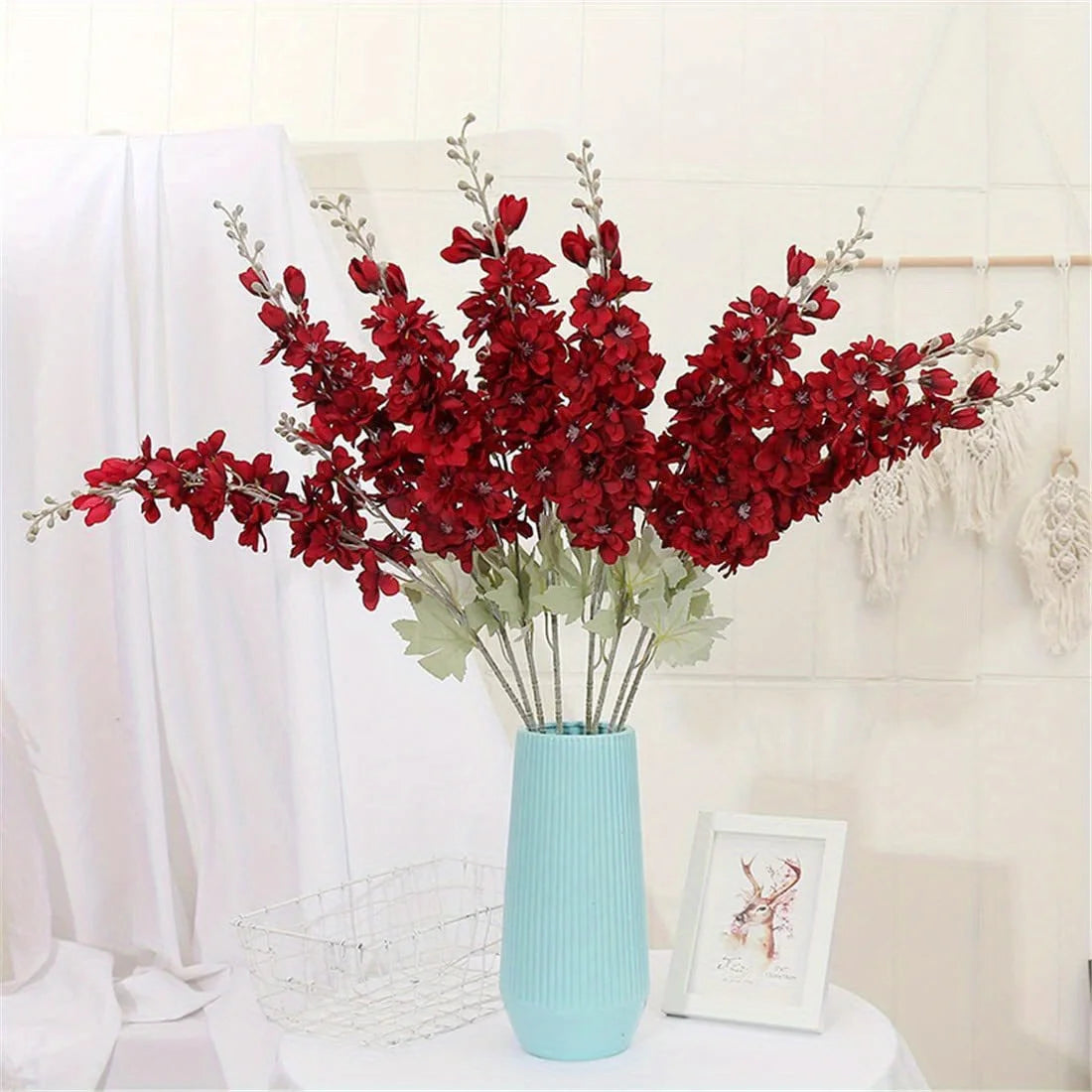 Larkspur Artificial Flowers Tall Vase