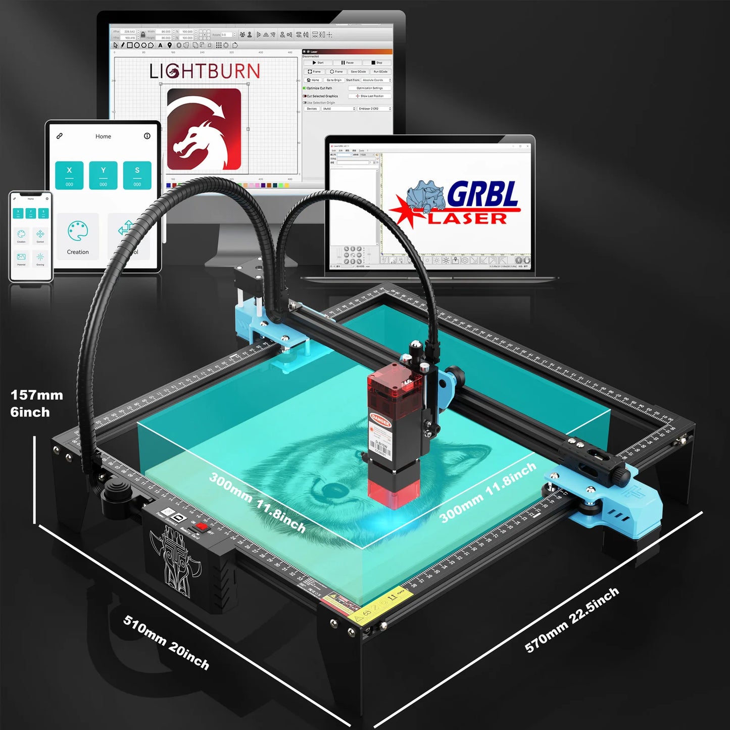 Pro 80W Laser Engraver Stainless Steel
