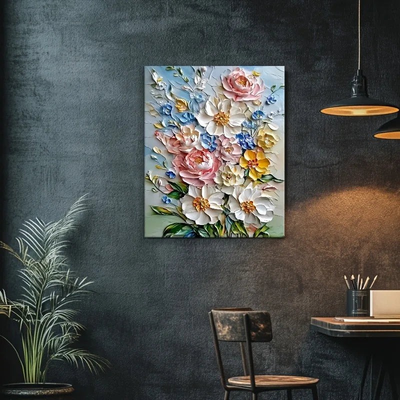 Vibrant 3D Floral Canvas Art