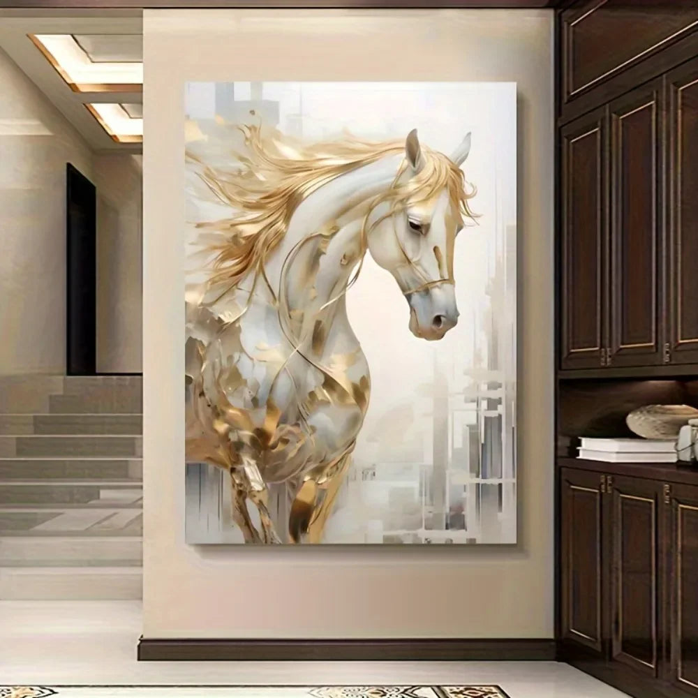 Golden Horse Wall Art Painting
