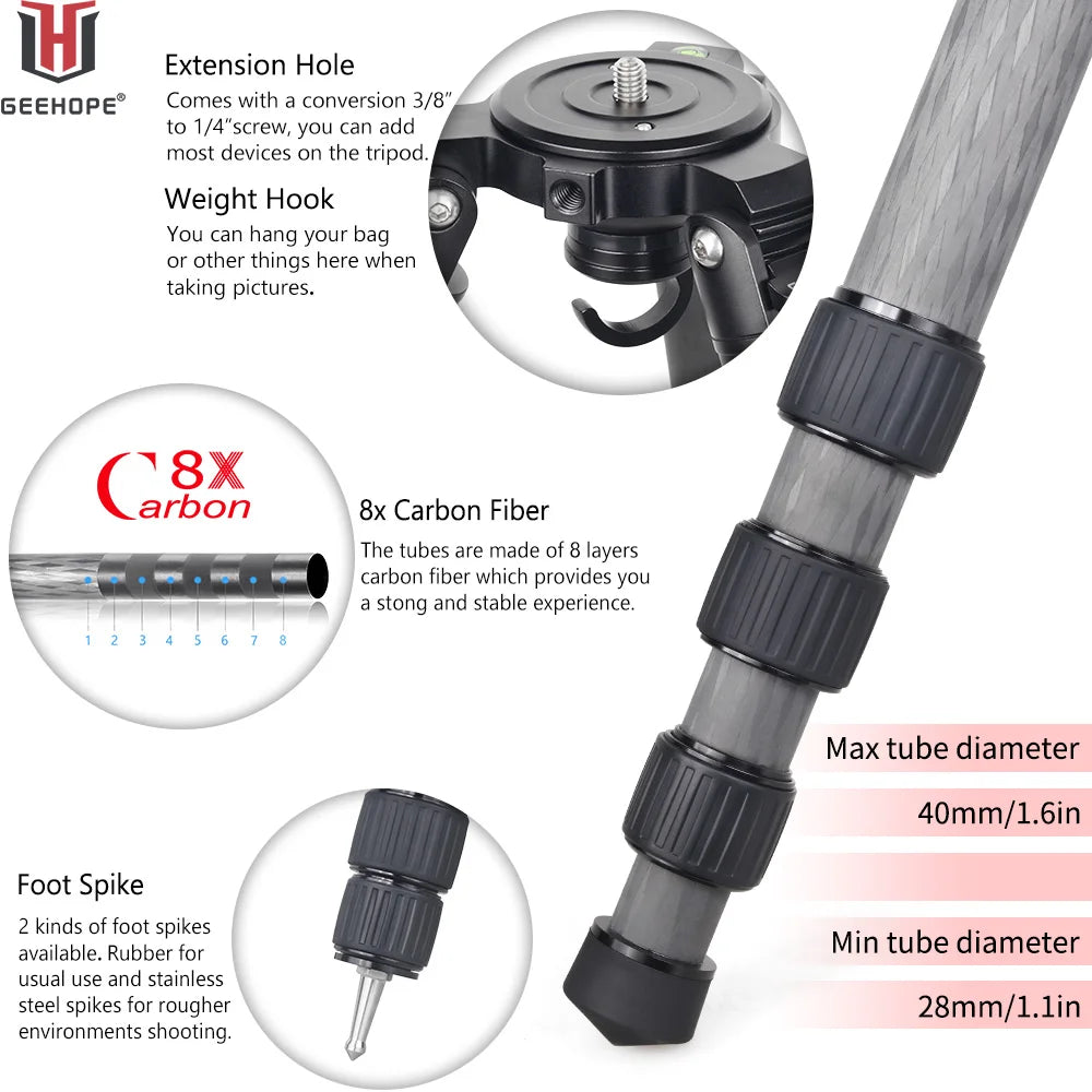 Professional Heavy Carbon Fiber Camera Tripod