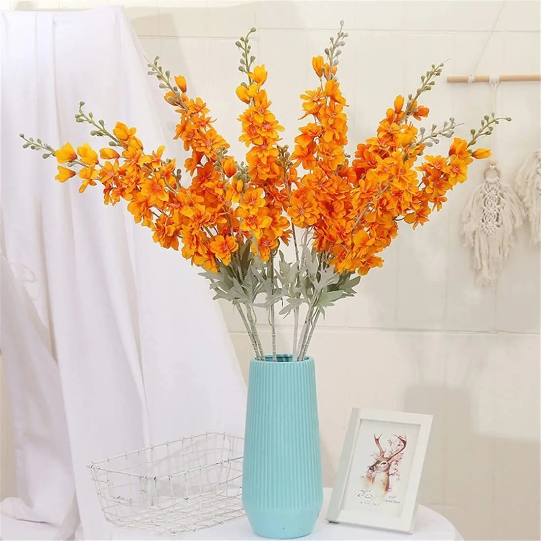 Larkspur Artificial Flowers Tall Vase