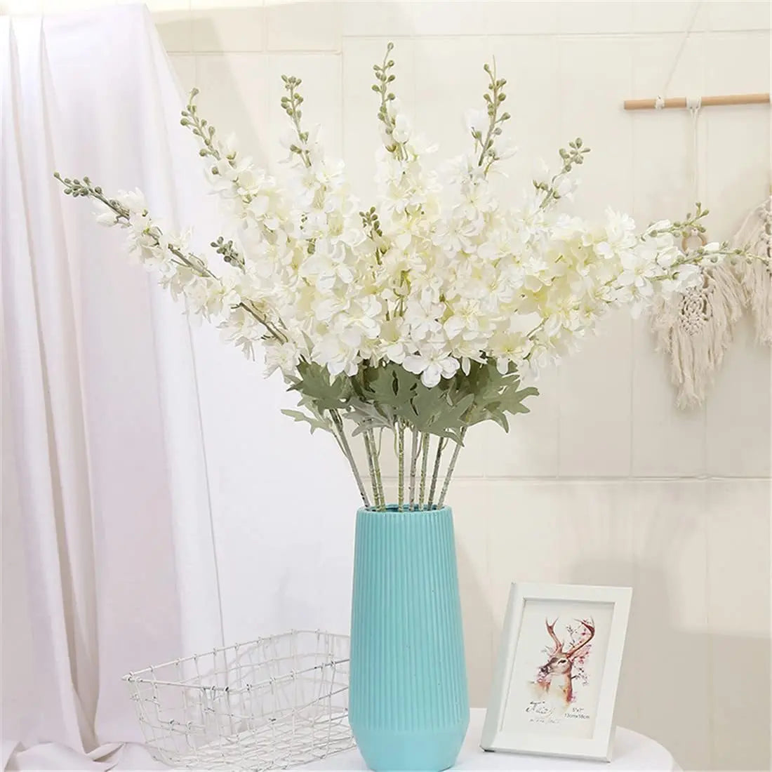 Larkspur Artificial Flowers Tall Vase