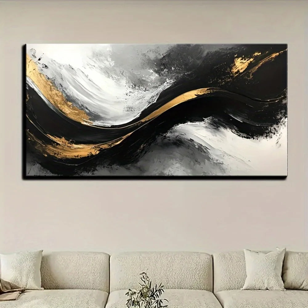 Modern Abstract Painting Black Gold