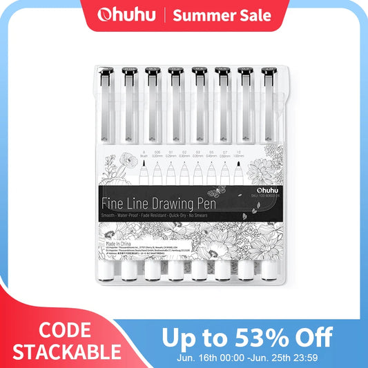 Fineline Drawing Pens 8 Pack