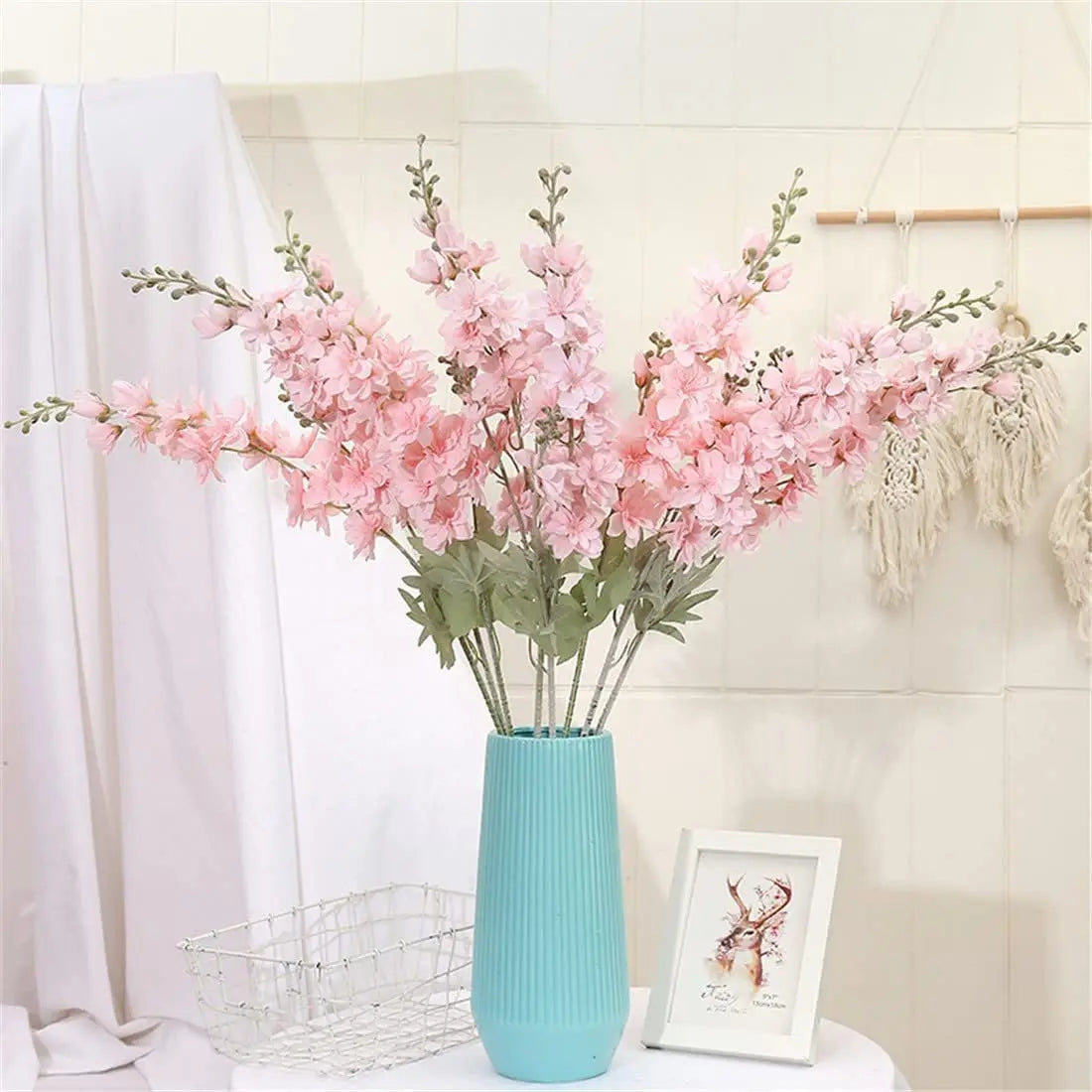 Larkspur Artificial Flowers Tall Vase