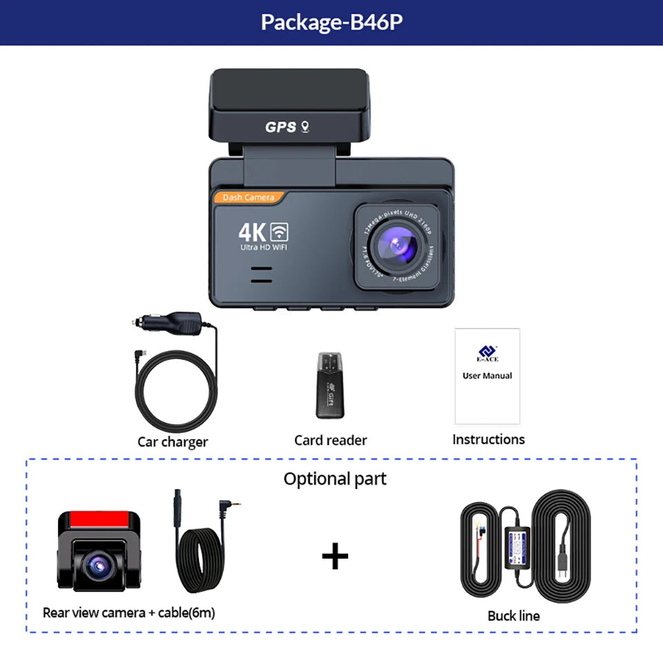 4K Dash Cam And 1080P Rear Camera