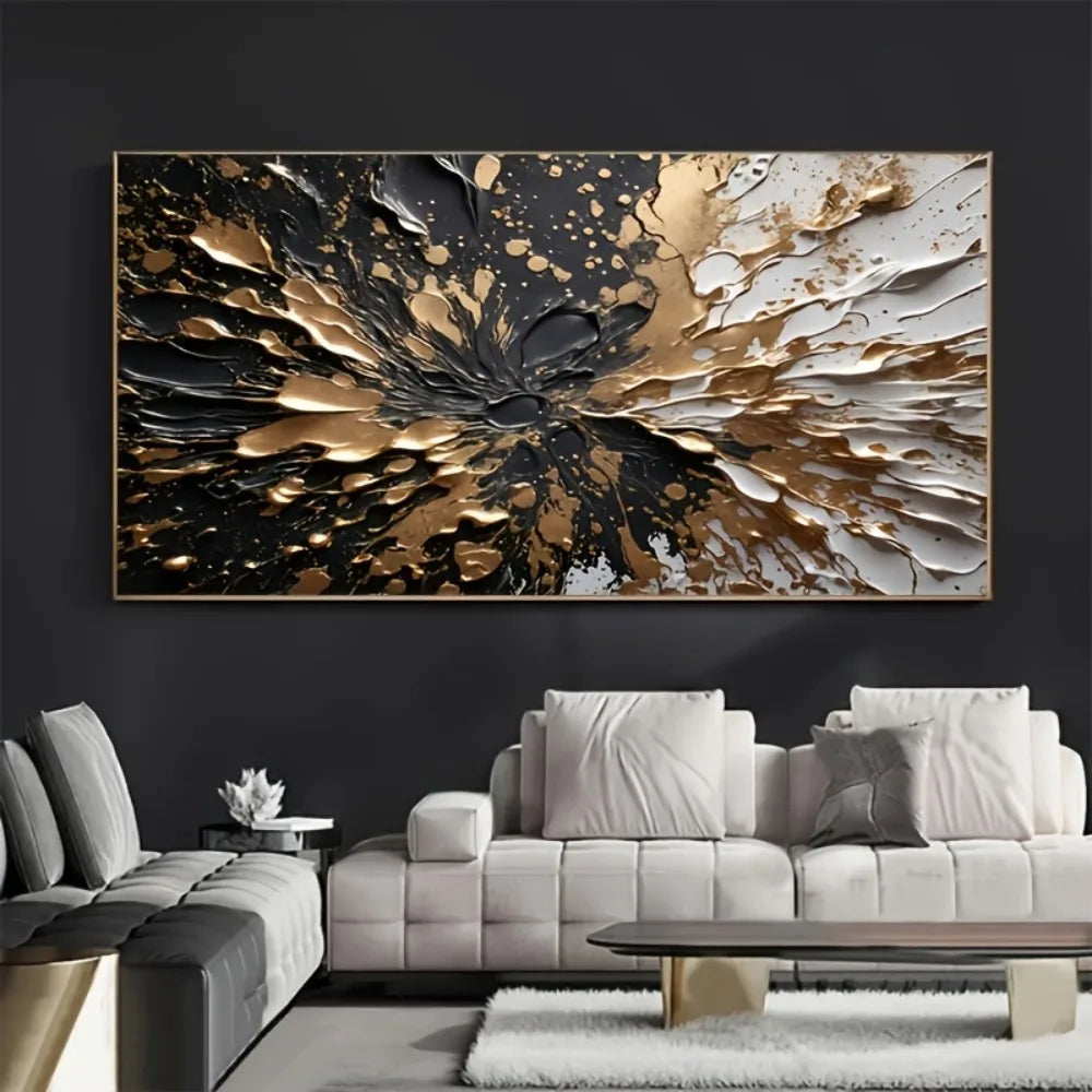 Modern Abstract Black Gold Canvas