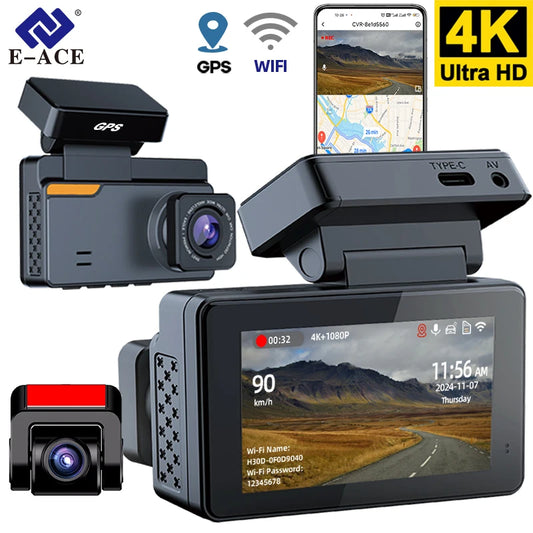 4K Dash Cam And 1080P Rear Camera