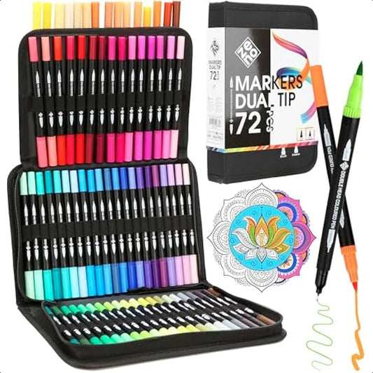 Dual Tip Markers Set Including Case