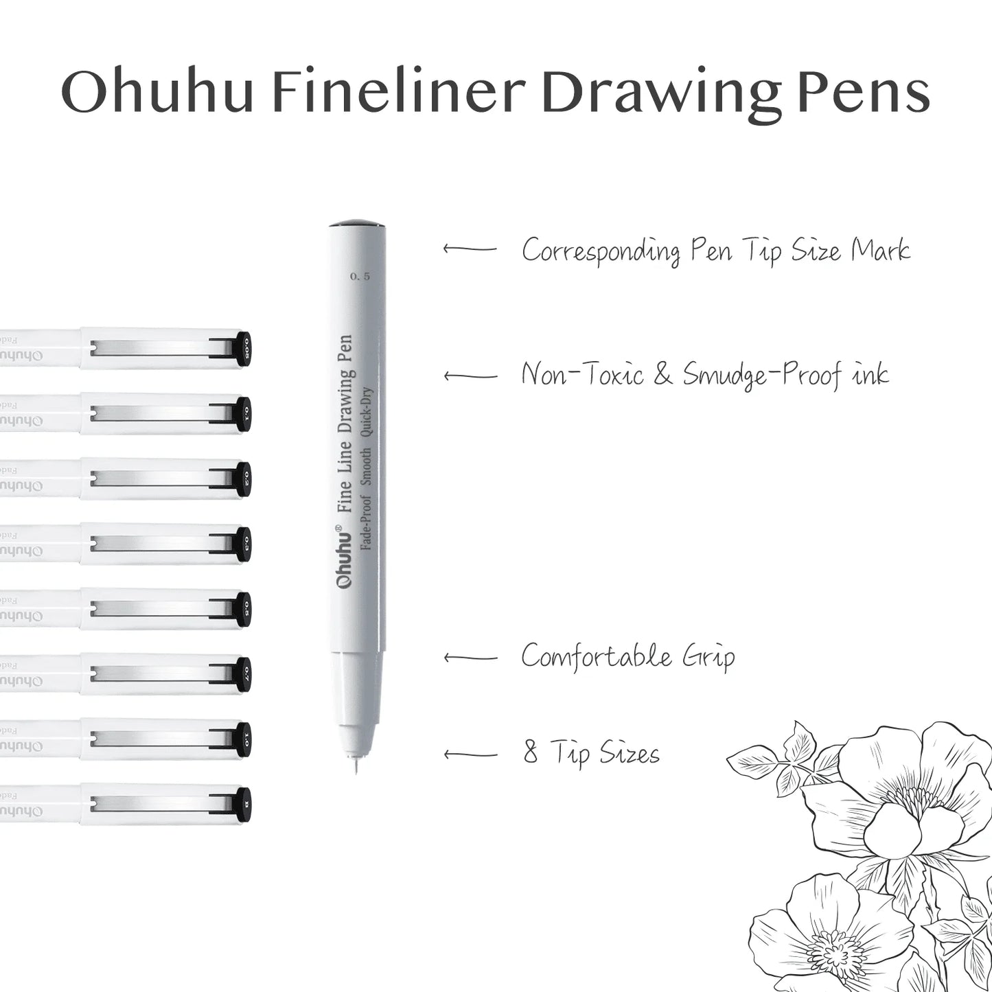 Fineline Drawing Pens 8 Pack