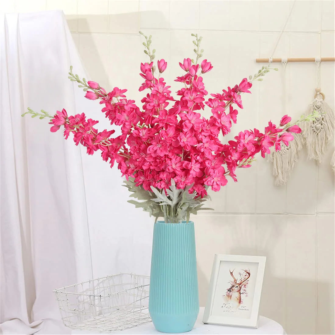 Larkspur Artificial Flowers Tall Vase