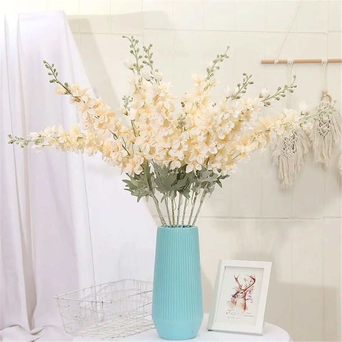 Larkspur Artificial Flowers Tall Vase