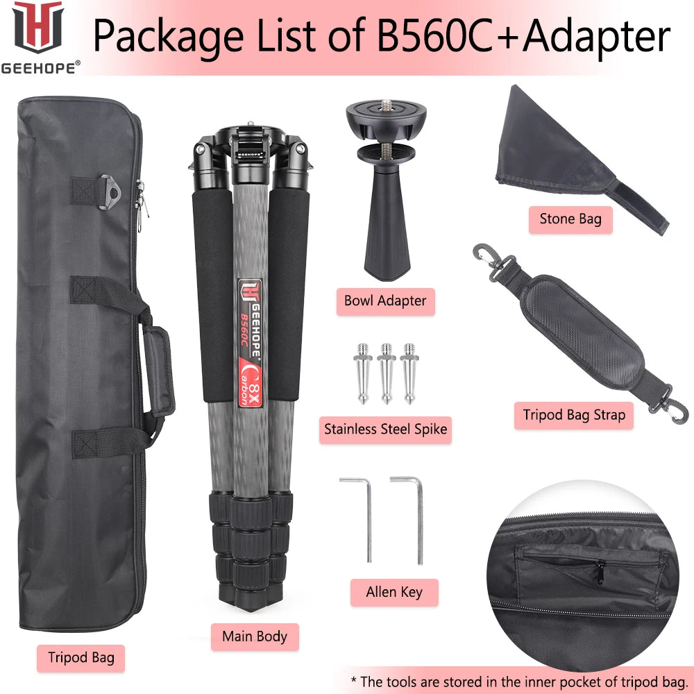 Professional Heavy Carbon Fiber Camera Tripod
