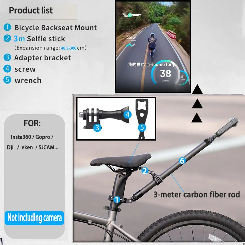 Bicycle Backseat Mount GoPro Camera
